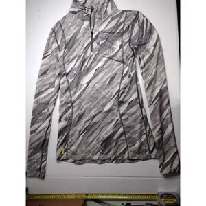 Lole Women's Gray Abstract Print Quarter Zip Long Sleeve Athletic Top Size M